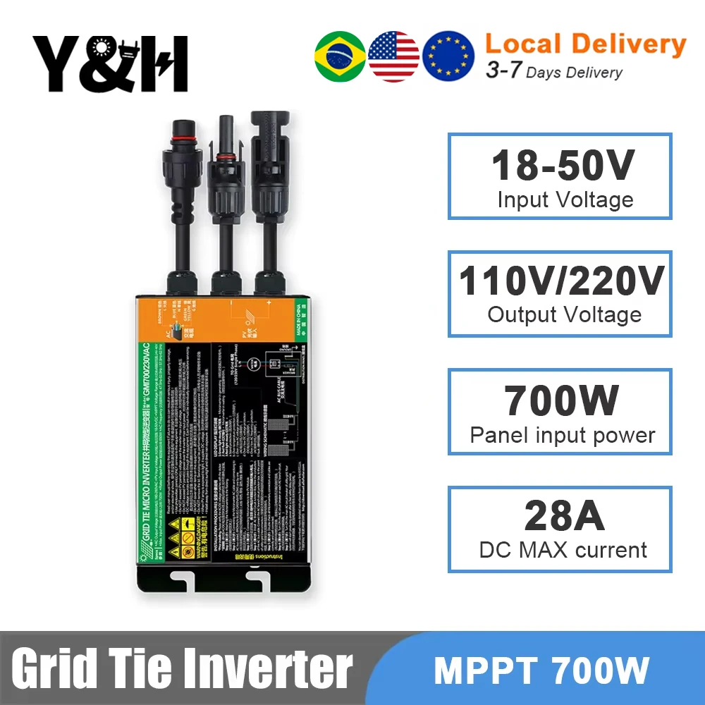 Y & H – onduleur de liaison au réseau 300W 350W 500W 600W 700W, Micro onduleur MPPT, système d