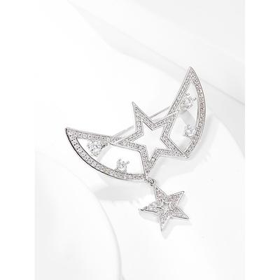 Women's Brooches Geometrical Star Stylish Brooch Jewelry Silver For Work Gift