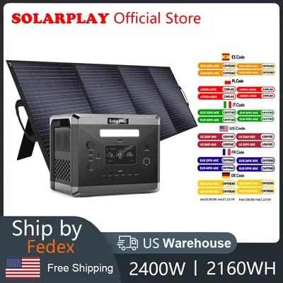 SOLARPLAY 2400W Power Station 2160Wh Portable Lifepo4 Battery 675000mAh UPS Energy Storage Supply