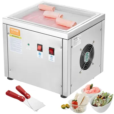 VEVOR Fried Ice Cream Roll Machin Stainless Steel Rolled Ice Cream Maker with Compressor for Making