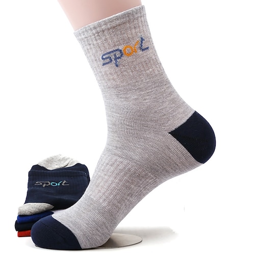 Herren 4 Paar Mehrfachpackungen Socken Socken Stricken Laufsport Socken Freizeitsocken Schwarz Weiß Farbe Farbblock Glatt Urlaub Sport Natur Täglich Grundlegend Mittel Frühling Herbst Modisch Image