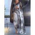 Damen Maxikleid Cocktailkleid Kleid für Hochzeitsgäste Chiffonkleid Elegant Lässig Urlaub Täglich Date Lässiger Schnitt Ombre Langarm Rundhalsausschnitt Hellgelb Blau Grau Frühling Herbst