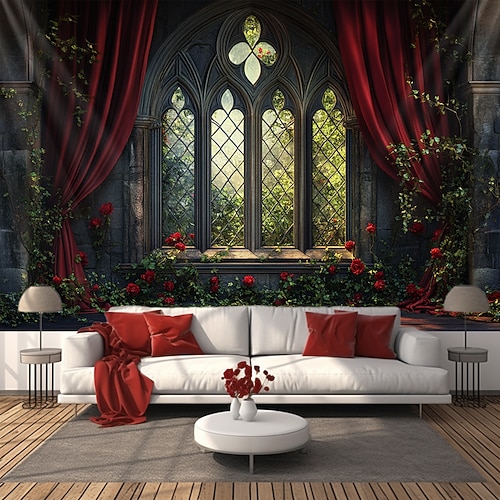 Hochzeitsdekorationen Hintergrund Fotowandhänge große Wandteppich Kunst Wanddekoration Decke Vorhang Zuhause Schlafzimmer Wohnzimmer Dekoration Fensteransicht Rosen Image