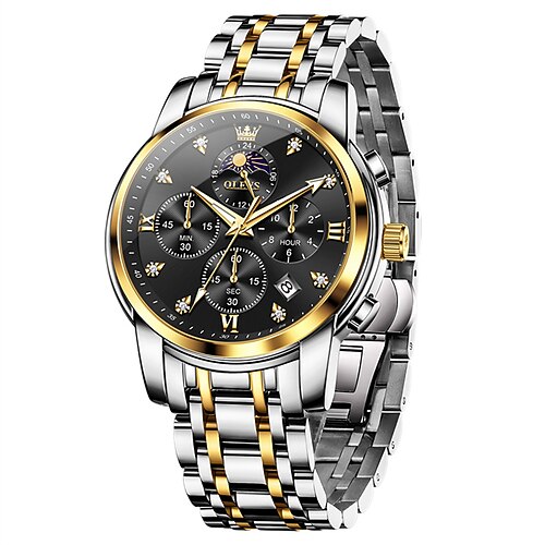 neue Herren-Business-Uhr der Marke Olevs mit Edelstahlband, Kalender, leuchtender Chronograph, multifunktional, einfache Freizeit-Quarzuhr, modisch, wasserdicht, Sport-Herrenarmbanduhr