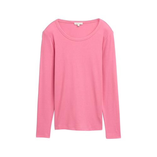 TOM TAILOR Damen Basic Langarmshirt mit Rundhalsausschnitt, rosa, Uni, Gr. XS