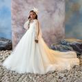 Enfants Fille Robe de première communion Robe de fête Couleur unie Sans Manches manche longue Utilisation Mariage Soirée Maille Princesse Doux Maille Mi-mollet Robe Fourreau Robe en Tulle Et
