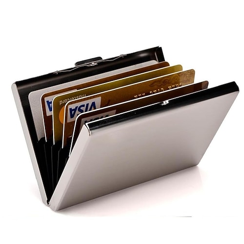 Porte-cartes de crédit RFID en acier inoxydable, portefeuille pour cartes de crédit, porte-cartes de visite pour femmes et hommes