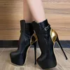 Größe 35-45 Mode extreme Plattform Stiefeletten Frauen Winter mode runde Zehen dünne High Heels Gürtels chnalle Frau Schuhe