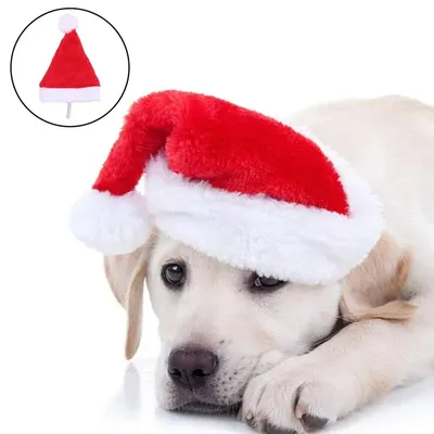 Frohe Weihnachten Haustier Santa Hut Plüsch gestrickt Katze Hund Santa Claus Kappen Kopf bedeckung Image