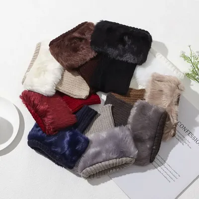 1 paar Neue Frauen Winter Stricken Beinlinge Boot Abdeckung Halten Warme Socken Einfarbig Kurze Socken Boot Wärmer Boot Topper