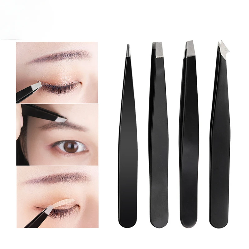 Cnk Haaren tfernungs pinzette Edelstahl Augenbrauen pinzette rosa schräg schwarz Spitze Punkt Gesicht harmlos Make-up Beauty Tool schwarz Image