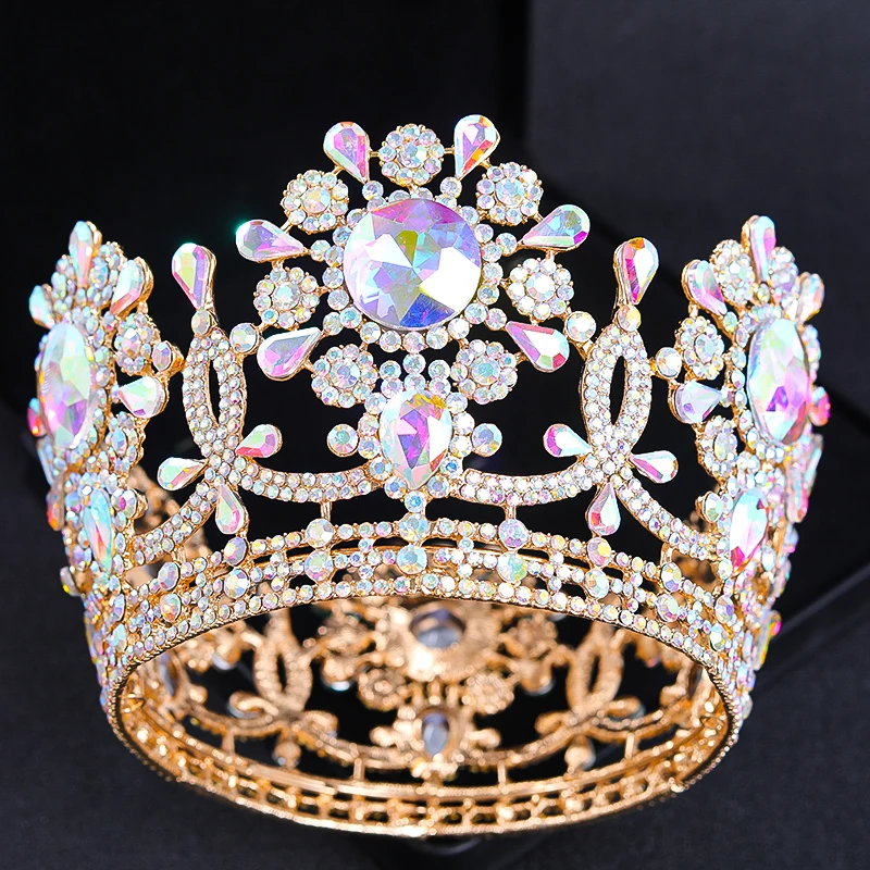 Barock Kristall Diademe und Kronen Strass Abschluss ball Diadem Stirnband Krone Braut Hochzeit Haarschmuck Schmuck Krone Tiara Geschenk Image
