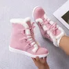 Schneestiefel Damenschuhe Kurzer Stiefel Winterkeile Luxus Elegante Frau Lolita Pelzige Turnschuhe Rosa Niedlich Bequem Flach im Angebot