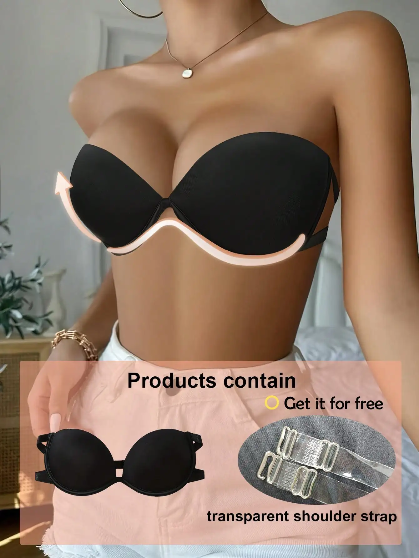 Schwarze Unterwäsche Damen kleine Brust gesammelt bequeme vielseitige sexy unsichtbare Wickel Dessous neuen Stil Image