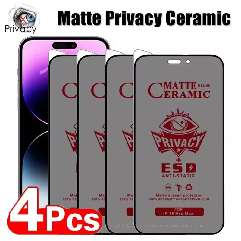 1–4 Stück matte Keramik-Blickschutzfolien für iPhone 17 16 15 Pro Max 6 7 8 Plus 11 12 13 14 Pro X XR XS Max Anti-Spionage-Folie Image
