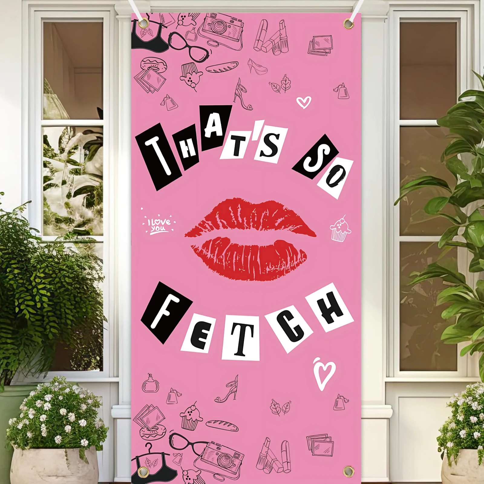 Das ist so alles Gute zum Geburtstag Banner Hintergrund heiße Rose rosa Lippen Thema Dekor für Braut dusche Hochzeits nacht aus Henne Film Bac Image