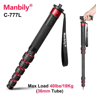 Manbily Kamera Einbeinstativ Kohlefaser C-777L Professioneller Reiseständer für GoPro Nikon DSLR Foto 36 mm maximale Belastung 40 lbs/18 kg