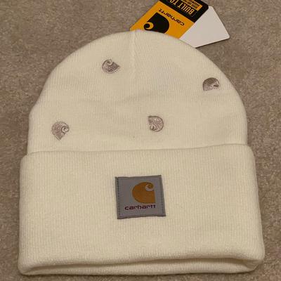 Carhartt Accessories | Carhartt Authentic "C" All Over Watch Cap, Women's Knit Cap, Men's Unisex Beanie | Color: Cream/White | Size: Os