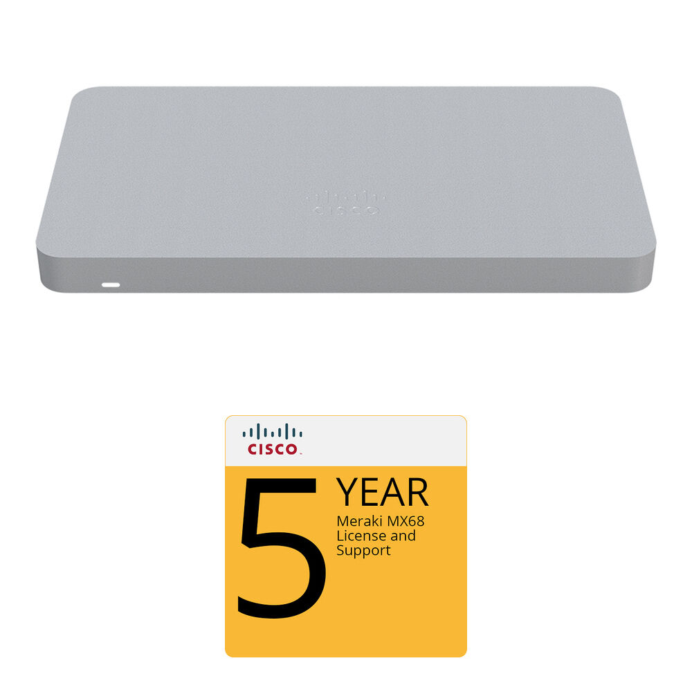 Cisco Meraki MX68 Router/Security Appliance with 5-Year Advanced Security License MX68-HW