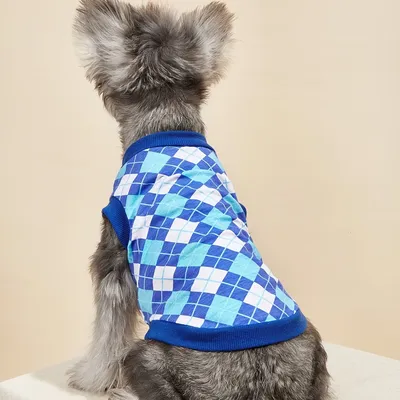 Haustier klassisches Argyle bedrucktes Tanktop, maschinen wasch bar, für kleine, mittlere und große Image