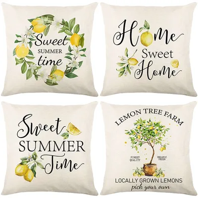 Kissen bezug mit Zitronen baum druck und Buchstaben blumenmuster Super kissen decken Wohnkultur mit Image