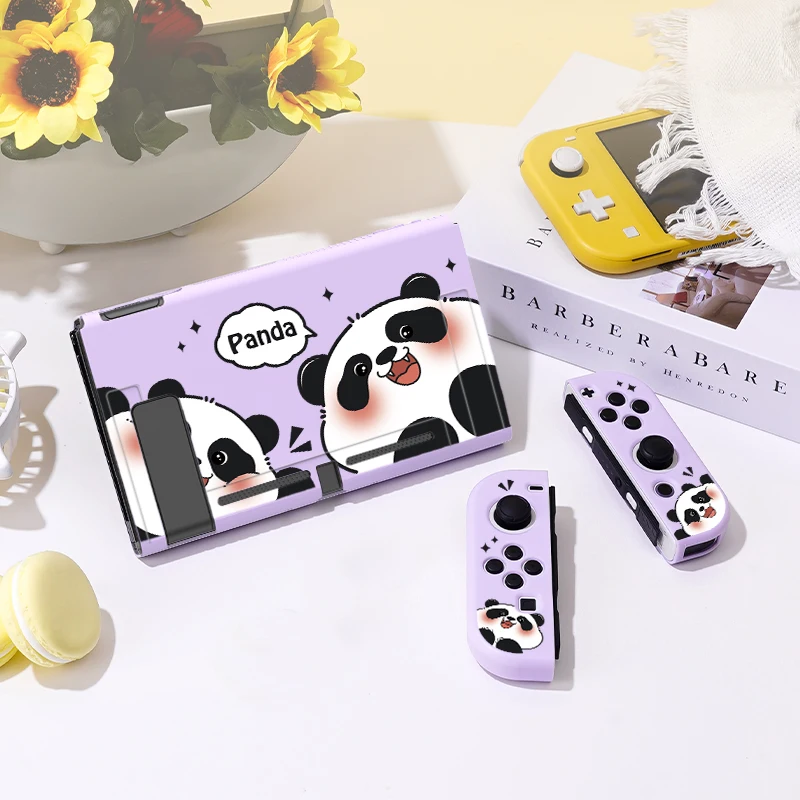 Zwei pandas schutzhülle für switch oled, weiche tpu schlanke abdeckung für nintendo switch konsole, ns spiel accessorie Image