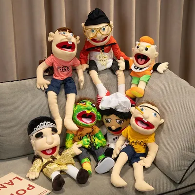 60cm Jeffy Hand Puppet Plush Toy Talk Show Party Props Chef Rock Jeff Phoebe Hand Muppet Doll Kids Toy Birthday Xmas Gift