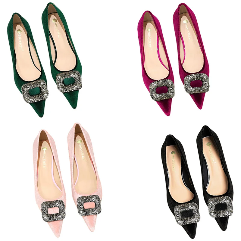 Frauen bequeme 4,5 cm dünne Mid Heels Abend Bankett flache Pumps Dame elegante spitze Zehen Drag Queen Flock lila rosa Schuhe