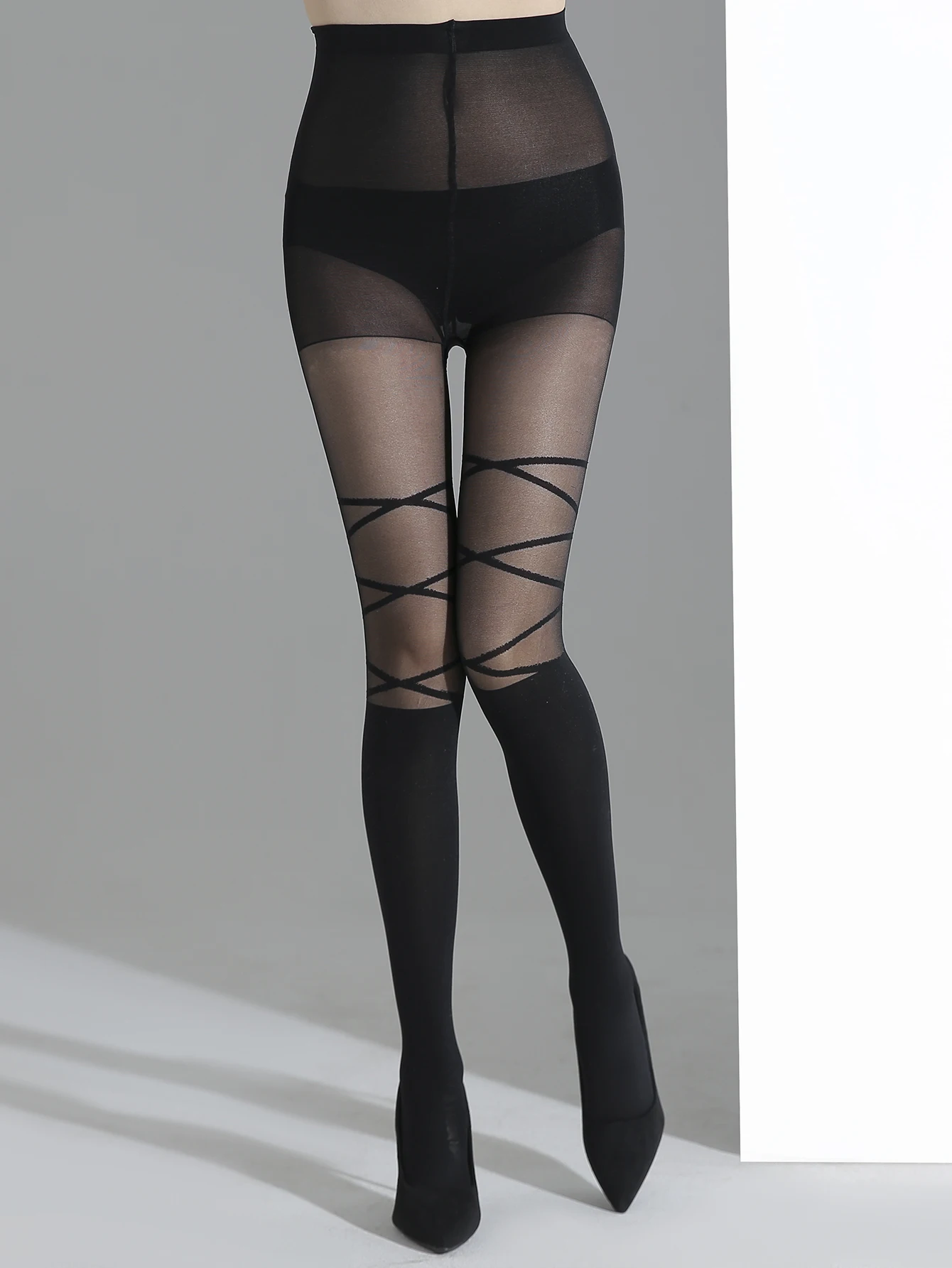 Ein Paar Damen Sommer modische vielseitige sexy elastische schlank gestreifte hohe Taille atmungsaktive Strumpfhose Image