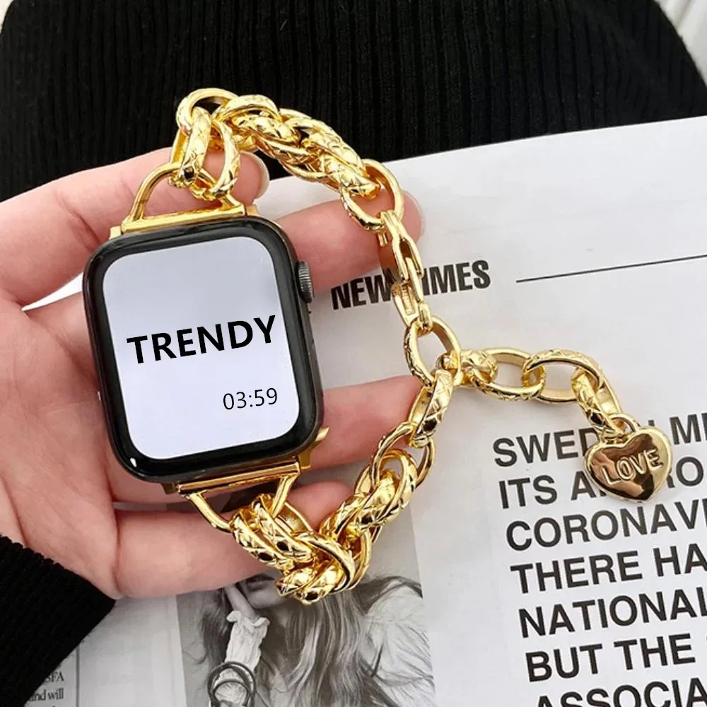 Metall armband für Apple Watch Ultra 49mm 41mm 45mm 40mm 44mm 38 40 Liebes kette Design Damen bänder für iwatch 9 8 7 se 6 5 4 3 2 1 Image
