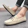 Neue 47 48 große lässige Lederschuhe Herren Slip-On Set Fuß bohnen schuhe weiche Sohle Slipper