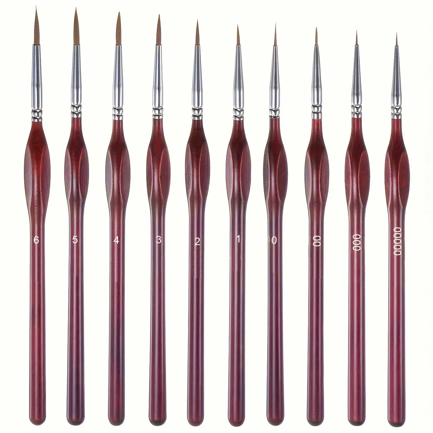 10-teiliger Pinsel mit feinen Details, Miniatur-Malpinsel für Mini-Farben, Pinselset für Acryl, Aquarell, Öl, Gesicht, Nägel Image