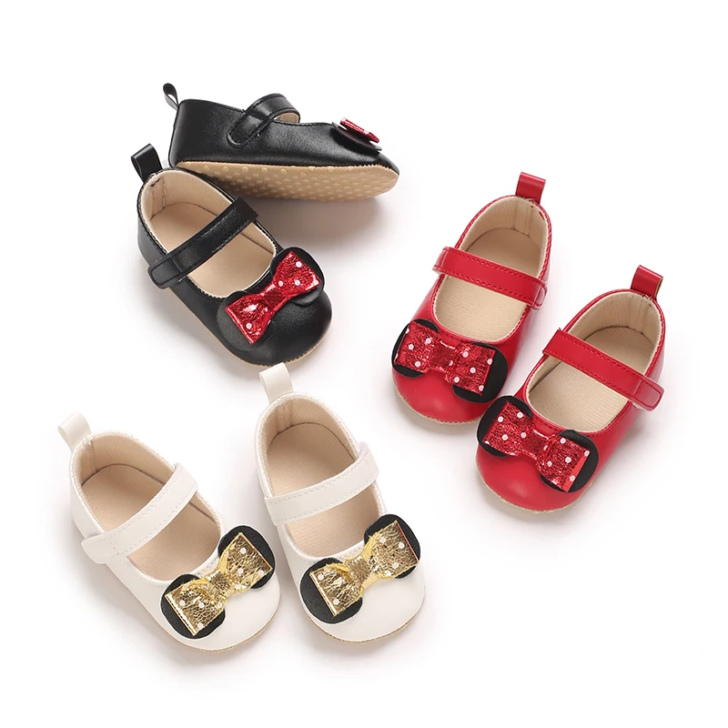 Baby Mädchen niedlichen Bogen Schuhe Frühling Herbst Kleinkinder Pre walker weiße Baumwolle Taufe Schuhe Säugling weichen Boden ersten Wanderer 0-18m Image