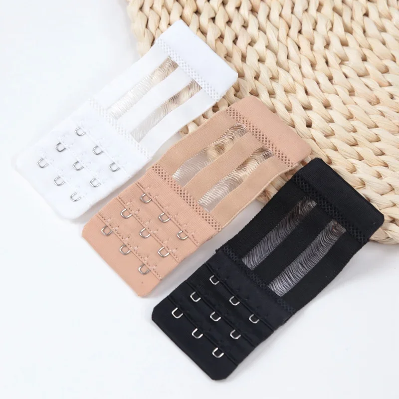 Dames 3 pièces/ensemble 3 crochets Extension de soutien-gorge Extension de sangle en Nylon souple femmes intimes allongé soutien-gorge crochets extensions accessoires de soutien-gorge