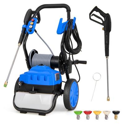 Costway 2300 PSI 1.8 GPM Electric Pressure Washer with Wheels and 5 Quick Connect Nozzles-Blue