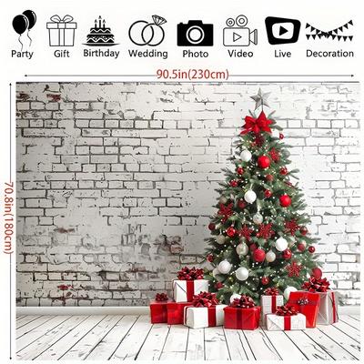 TEMU 1pc Christmas Backdrop Cloth, & , Red & Gift Boxes, , 39x59inch/70.8x90.5inch, For , Decor, Live , Photography , No