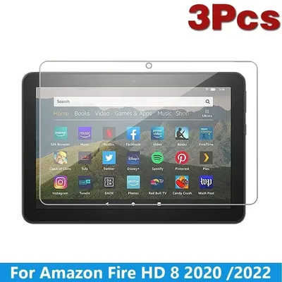 3Pcs HD Anti Scratch Tempered Glass Screen Protector For Amazon Kindle Fire HD 8 2020 2022 New