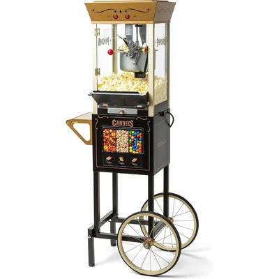 8 Oz Kettle Makes Up to 32 Cups, Vintage Movie Theater Popcorn Machine with Three Candy Dispensers