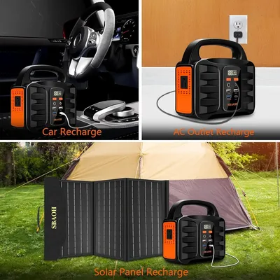Portable Power Station 155 Wh, SBAOH 150 W Solar Generator Lithium Battery Power Station for Home Outdoor Camping