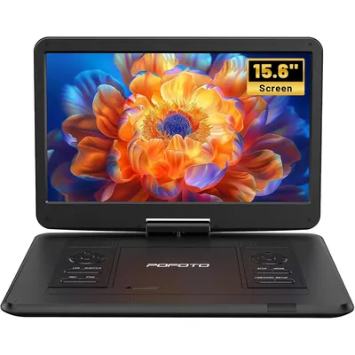 DVD Player with 15.6” Large HD Screen, 6 Hours Rechargeable Battery