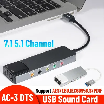 PC External USB Sound Card AC-3 DTS Headphone Adapter 7.1 5.1 Channel Soundcard Optical for PC