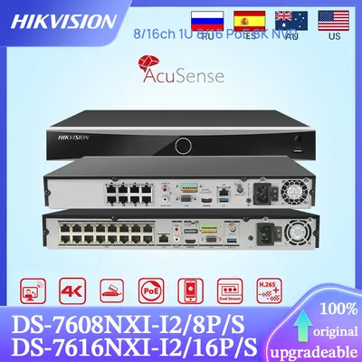 Hikvision Original DS-7608NXI-I2/8P/S DS-7616NXI-I2/16P/S 8/16CH POE 4K Acusense NVR 2 SATA AI By