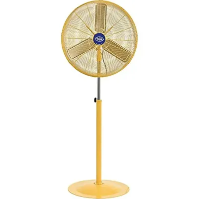 Industrial Floor Fan 30" Diameter Safety Yellow 1/2HP 10000CFM Adjustable Height Aluminum Blades