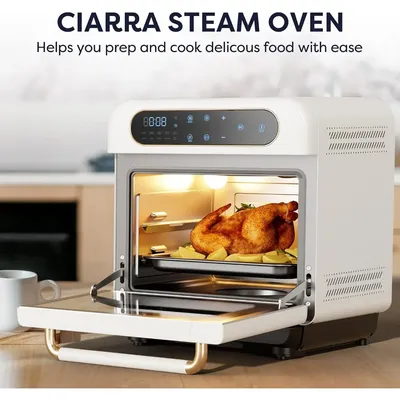 8-in-1 Air Fryer Steam Oven Countertop,12L Mini Toaster Oven with Steam, Rapid Steam, Air Fry, Vapor