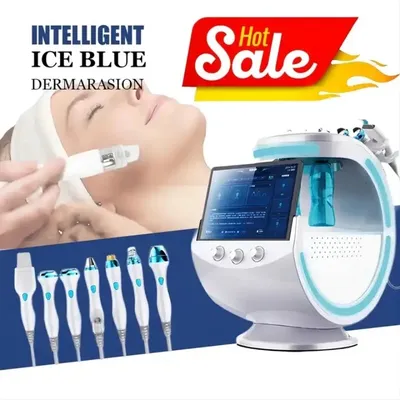 2025 NEW 7 In 1 10MP Skin Analyzer RF Score Smart Ice Blue Spa Oxygen Airbrush Aqua Skin Management