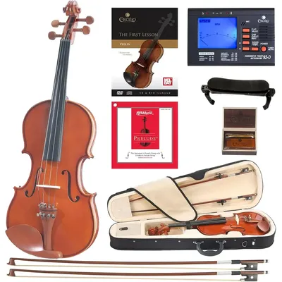 Solidwood Violin 3/4 Size with D'Addario Prelude Strings, Brazilwood Bows, Hard Case, Tuner, and