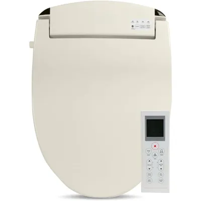 JX2 Elongated Bidet Toilet Seat, Beige, Endless Warm Water,Wireless Remote, Stainless Steel Nozzle,