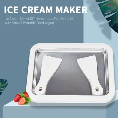 Ice Cream Maker Yogurt Frozen Pan Mini Fried Yogurts Machine Rolled Ice Cream Maker with 2 Spatulas