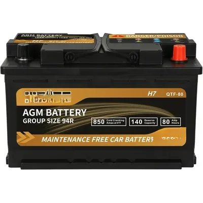 Platinum AGM Battery BCI Group 94R - 12v 80ah H7 Size 94R Automotive Battery, 140RC, 850CCA