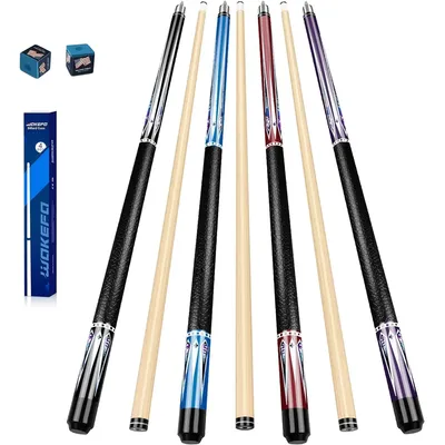 Billiard Cue Sticks, Pool Cues 58 Inch Maple Wood Pool Sticks Set of 4 Include 18OZ 19OZ 20OZ 21OZ